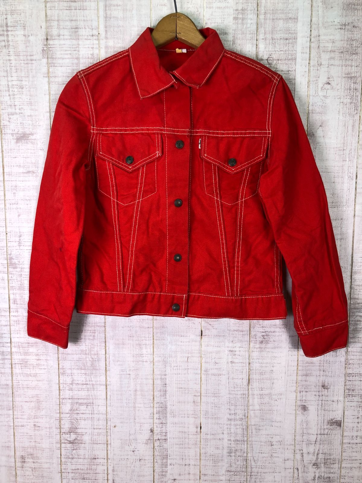 70 s ビンテージ Levis リーバイス デニムジャケット レディース レッド ビッグE