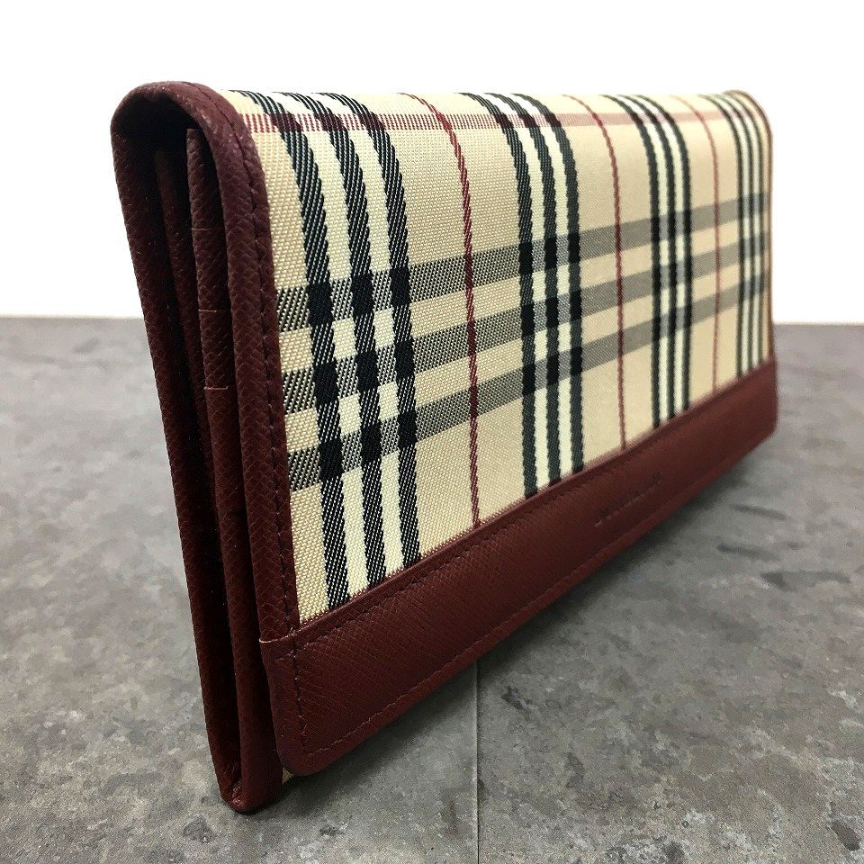  31 み BURBERRY 長財布 バーバリーチェック ベージュ 三つ折り財布 折り財布