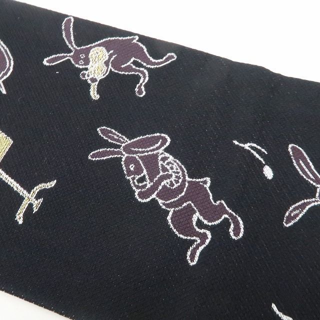 ❁tomihisa❁ 佐々木染織謹製 鳥獣戯画 リバーシブル 着物 浴衣 正絹 西陣織 鳥獣戯画で装いに大人の遊びを宿す 半幅小袋帯 7407