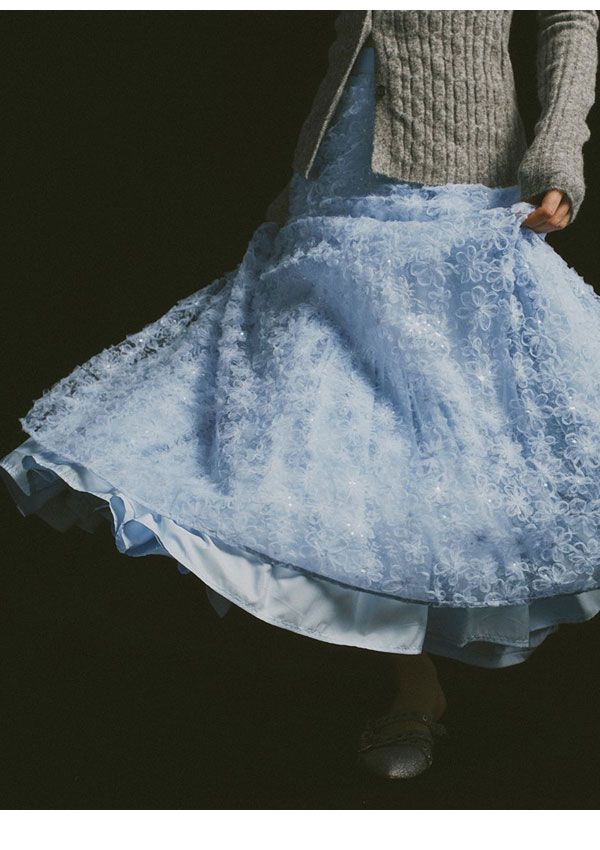  10 OFF ファーファー FURFUR ボトムス 25秋冬 立体フラワーレーススカート スカート 花 rwfs 261011 フレアスカート ロングスカート