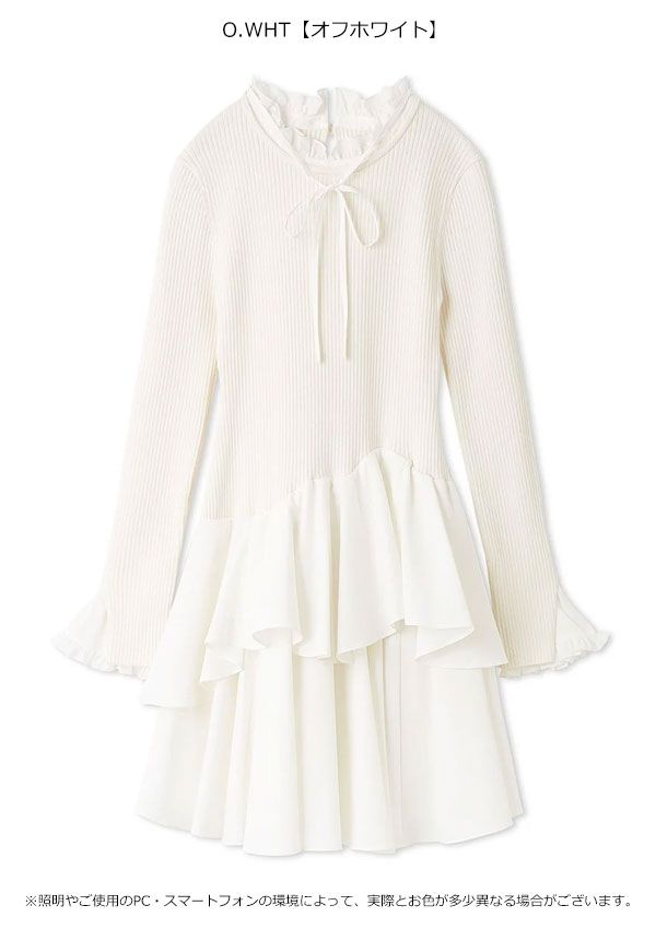 10 OFF スナイデル SNIDEL ワンピース 25秋冬 Sustainableドッキングミニニットワンピース 長袖 ミニ丈 swno 261010