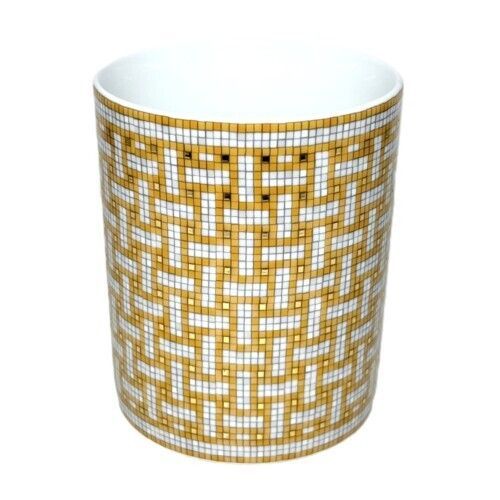 HERMES エルメス マグ モザイク24 ゴールド 300 ml 陶器 ホワイト ブランド食器 テーブルウェア 西洋食器 マグカップ 珈琲カップ コップ 幾何学模様 81625