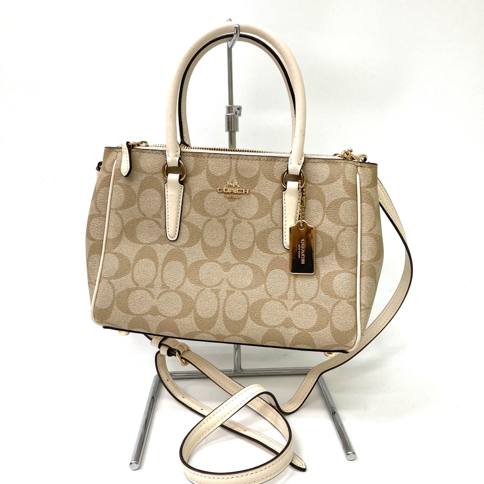 シグネチャー 2WAY ハンドバッグ／ショルダーバッグ ベージュ系 COACH】コーチ ハンドバッグ ショルダーバッグ シグネチャー 2WAY