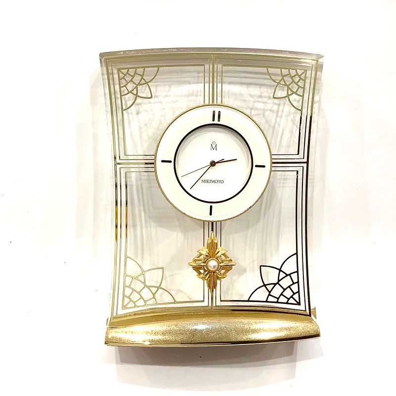 MIKIMOTO ミキモト 置き時計 3針アナログ 現状稼働品 クオーツ 白文字