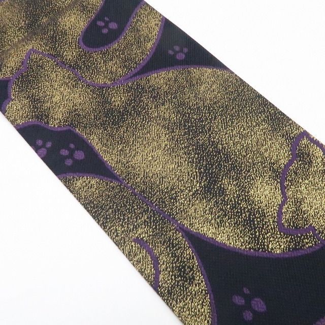 ❁tomihisa❁ 佐々木染織謹製 猫×鈴 リバーシブル 着物 浴衣 正絹 西陣織 可愛さに遊び心と艶をひとさじ 半幅小袋帯 7409