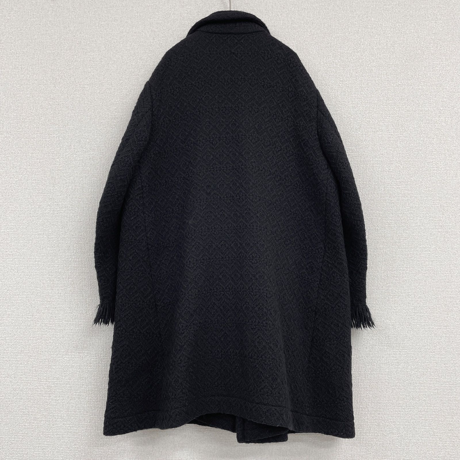 LIMI feu リミフゥ ロングコート ジャガード総柄 ツイード調 フリンジ