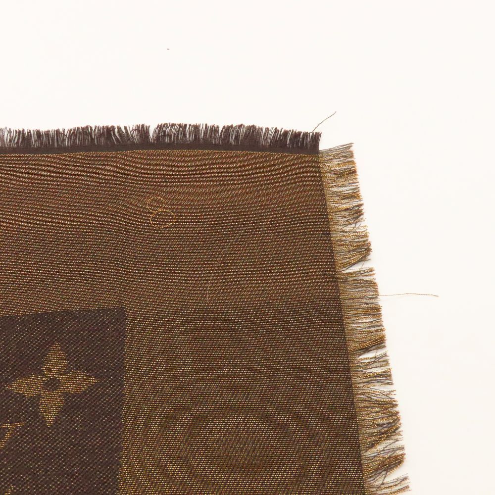  ルイヴィトン LOUIS VUITTON M 75122 ショール･モノグラム シャイン ストール フリンジ ブラウン ゴールド レディース 上品 華やか エレガント 無料ギフトラッピング承ります ストール ショール 小物