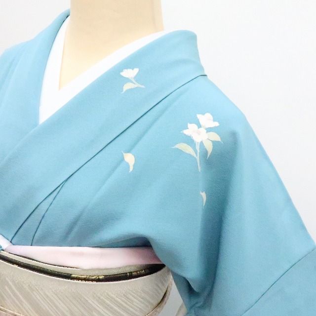 百華❀Y4222◇美品 ワイドサイズ 手縫い仕立て 正絹 南天 訪問着 着物