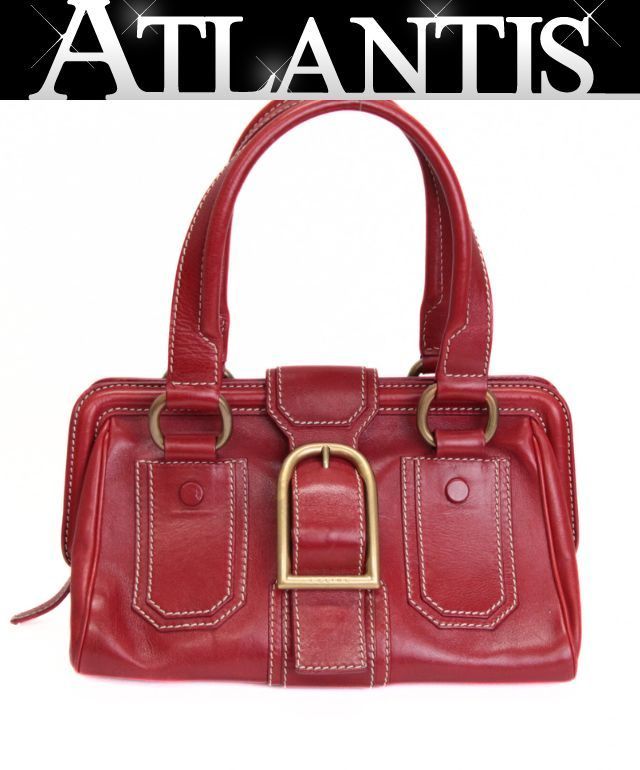 セリーヌ CELINE ヴィンテージ ハンドバッグ レザー 赤 【72944