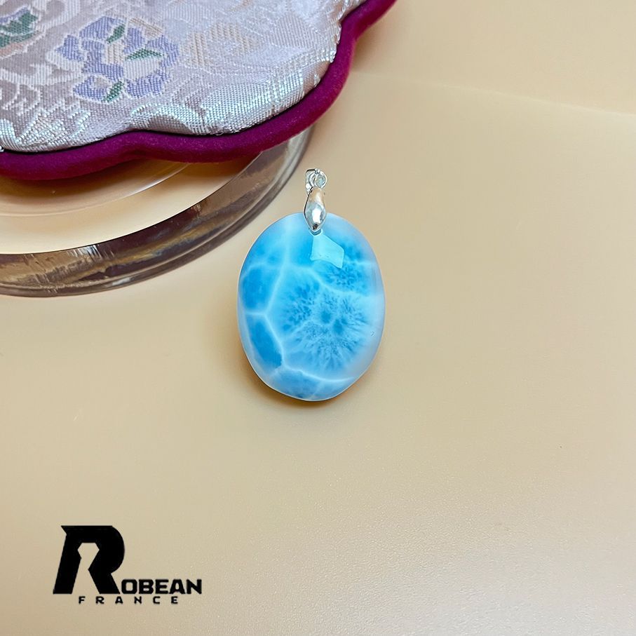 EU製 定価23万円 ROBEAN ラリマーペンダント パワーストーン 天然石 お守り プレゼント 約31.2 24.3 10.3 mm