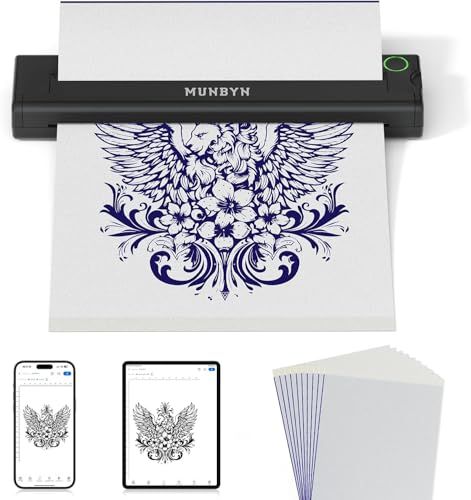 新品】MUNBYN サーマルプリンター タトゥーマシン タトゥー用紙10枚