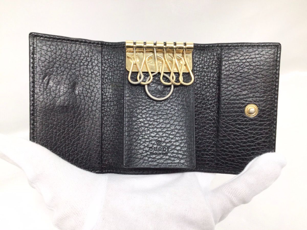グッチ GUCCI GG 6連 キーケース レザー ブラック 456118・2149・ M