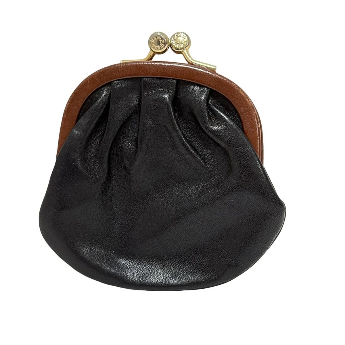 CELINE セリーヌ コインケース - 黒×ダークブラウン がま口 レザー