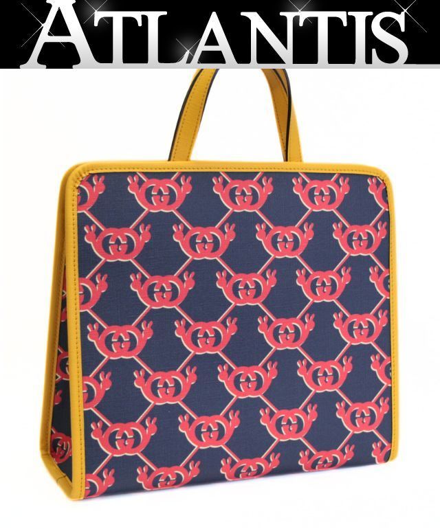 グッチ GUCCI チルドレンズトート スネイル PVC レザー ネイビー 赤 イエロー 605614 72920