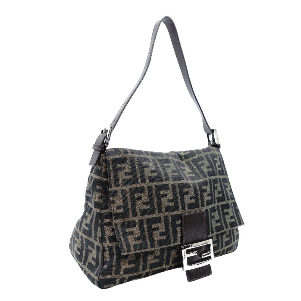 フェンディ FENDI ズッカ マンマバケット ハンドバッグ ブラウン×ブラック ショルダー ヴィンテージ 7-12-074