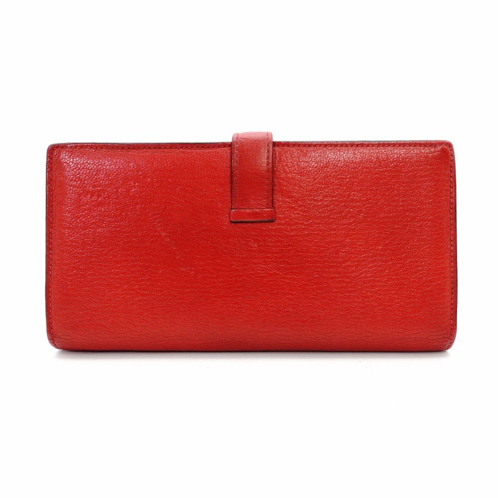 エルメス HERMES ベアンスフレ 長財布 レッド レザー ゴールド金具 赤 X刻印 財布 7-12-282