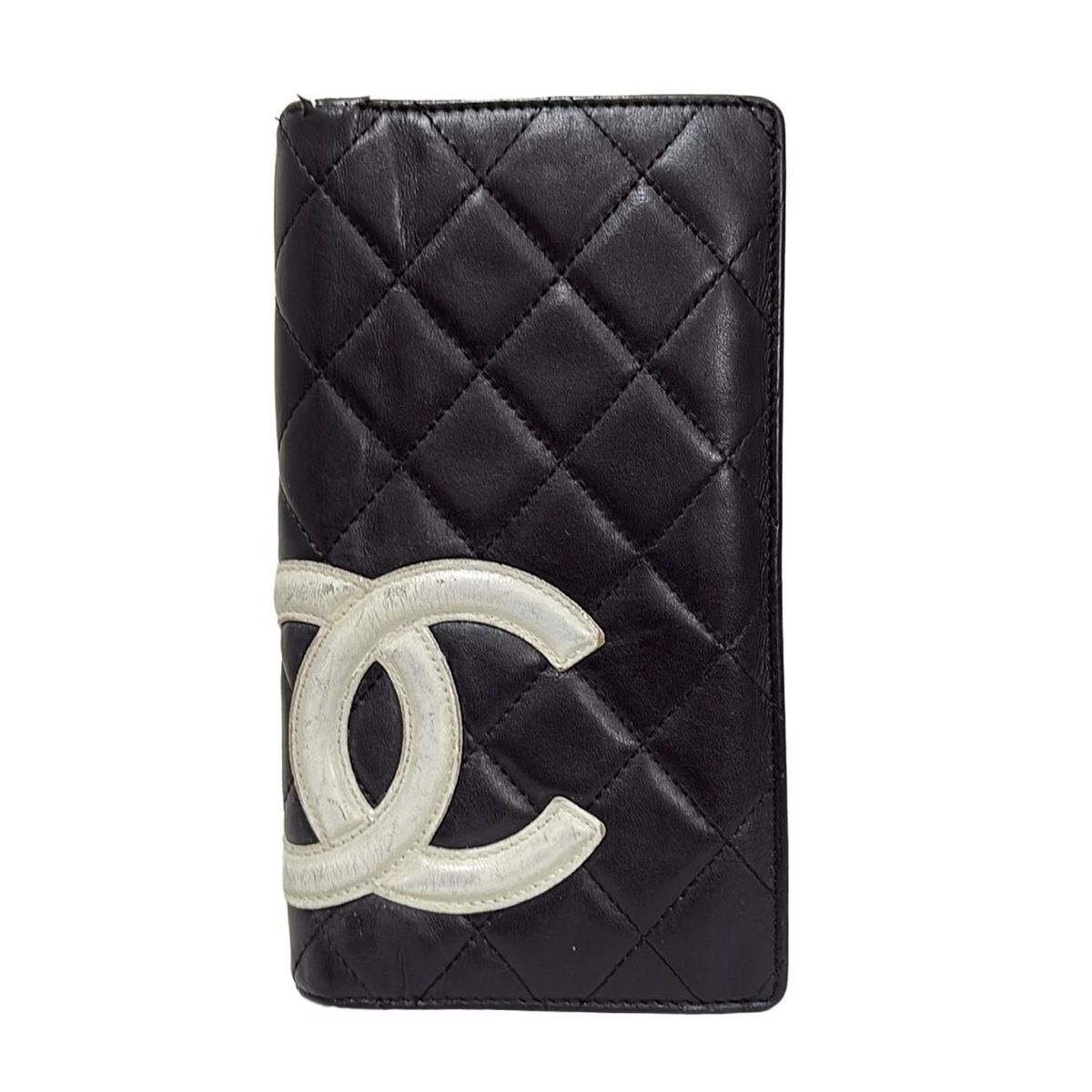 CHANEL(シャネル) 長財布 カンボンライン 黒×白 ラムスキン - メルカリ