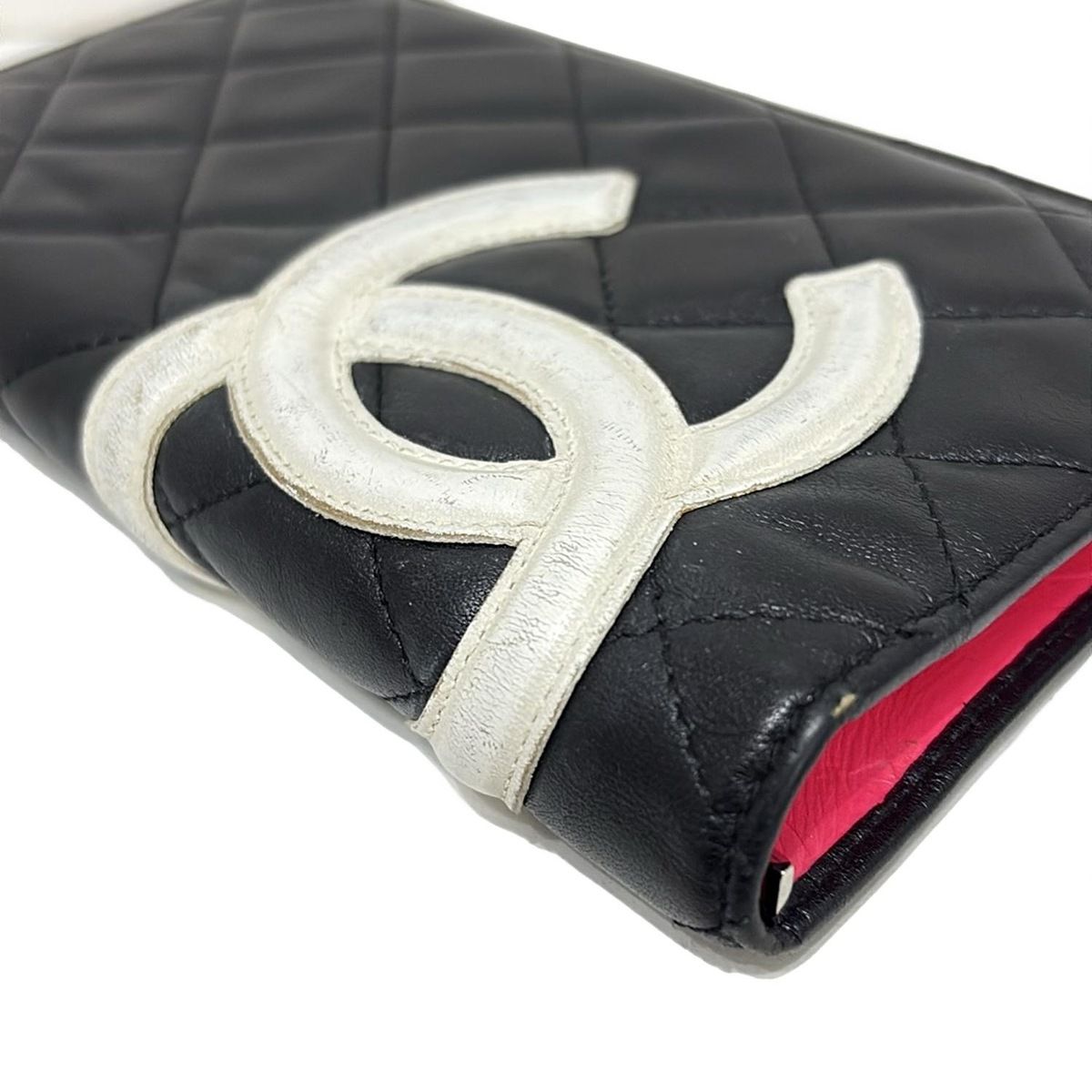 CHANEL(シャネル) 長財布 カンボンライン 黒×白 ラムスキン - メルカリ
