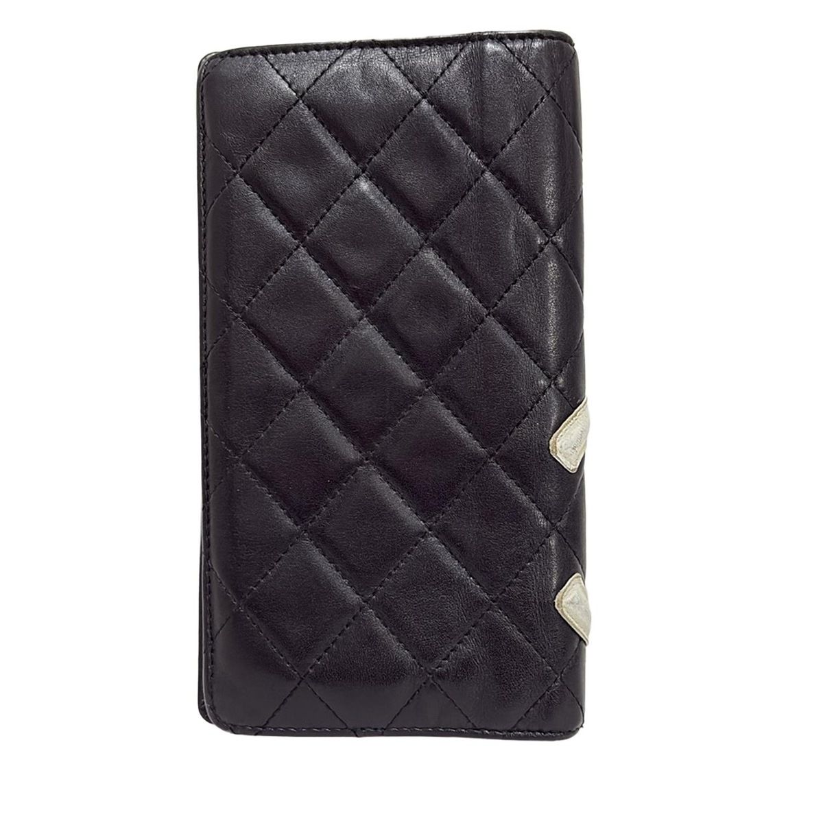 CHANELシャネル 長財布 カンボンライン ラムスキン CHANEL(シャネル) 長財布 カンボンライン 黒×白 ラムスキン - メルカリ