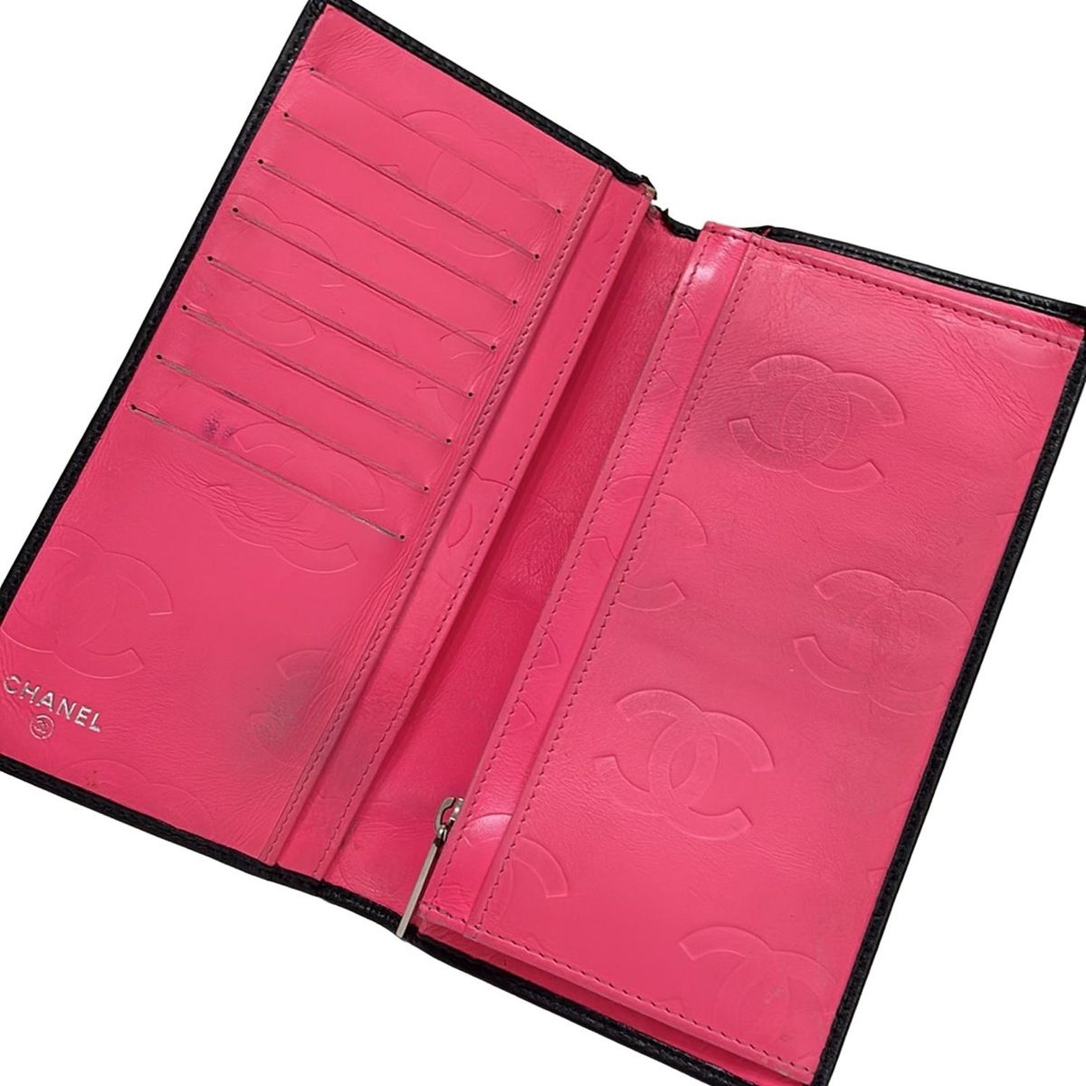 CHANEL(シャネル) 長財布 カンボンライン 黒×白 ラムスキン - メルカリ