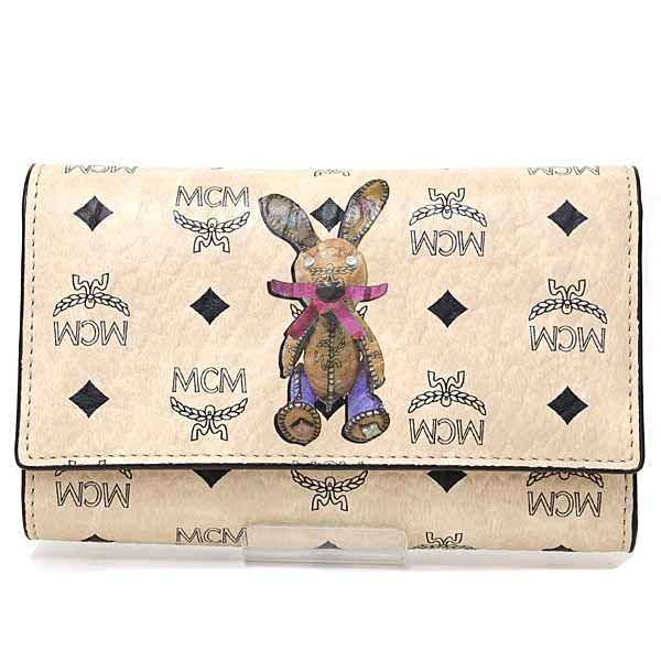 エムシーエム MCM 三つ折りウォレット ヴィセトス ラビット 三つ折り財布 8SXL52 IG001 アイボリー ピンク 未使用品 エムシーエム MCM 三つ折りウォレット ヴィセトス ラビット 三つ折り