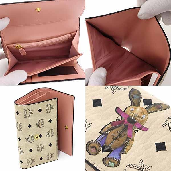 エムシーエム MCM 三つ折りウォレット ヴィセトス ラビット 三つ折り財布 8SXL52 IG001 アイボリー ピンク 未使用品 エムシーエム MCM 三つ折りウォレット ヴィセトス ラビット 三つ折り