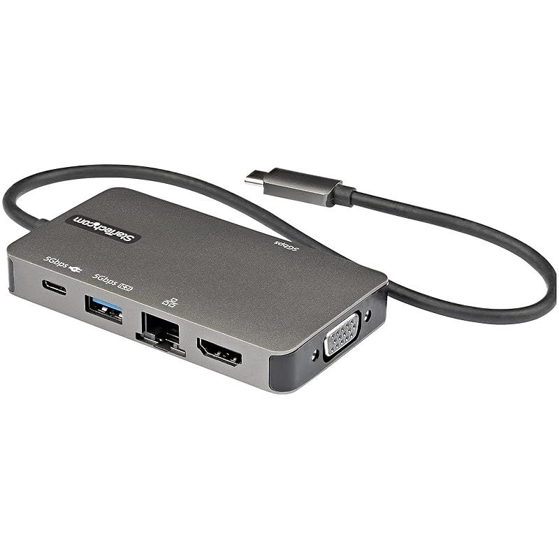 彡StarTech.com USB Type-Cマルチ変換アダプター USB-C - 4 K 30 Hz HDMI または 1080 p VGA 100 W Power Deliveryパススルー対応 5 Gbps USBポート x 3 ギガビット有線LAN USB- 1
