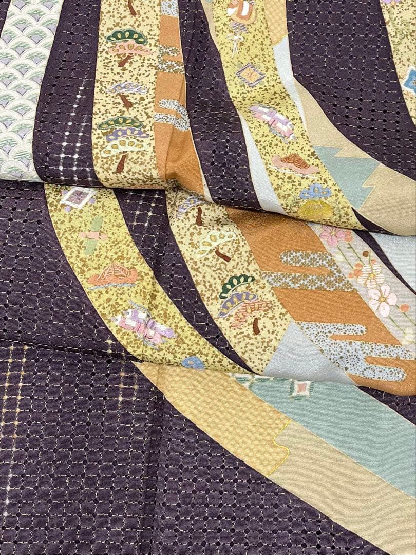 総汕頭刺繍 蘇州刺繍 訪問着 正絹 躾糸付き A 127