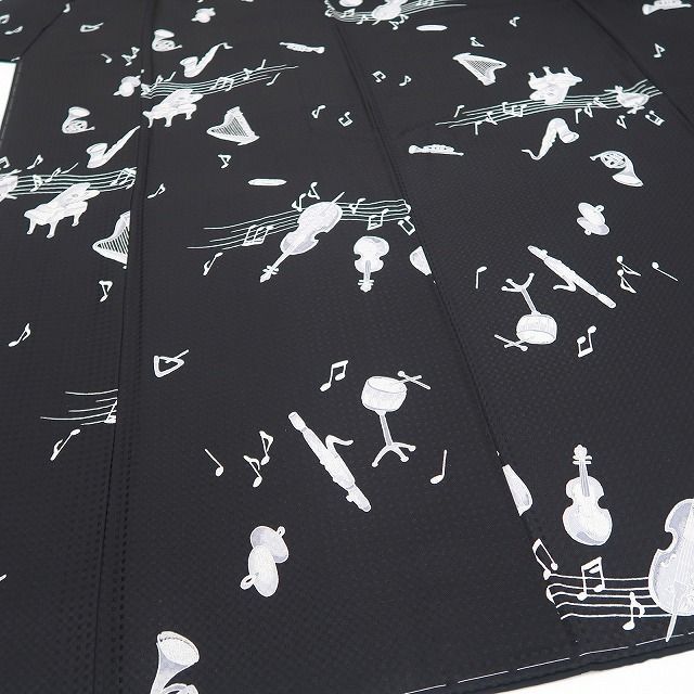 ❁tomihisa❁新品 楽器柄 モノトーン 着物 正絹 仕付け糸付“静寂に