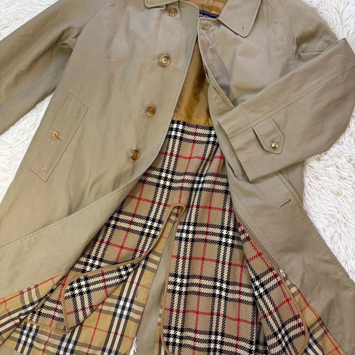 BURBERRY バーバリー コート メンズM相当 裏地ライナー付き ベージュ