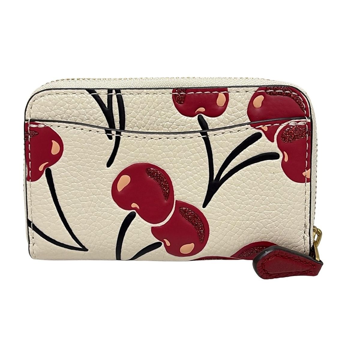 コーチ コインケース エッセンシャル スモール ジップ アラウンド カード ケース チェリー プリント CZ 117 アイボリー×レッド×黒