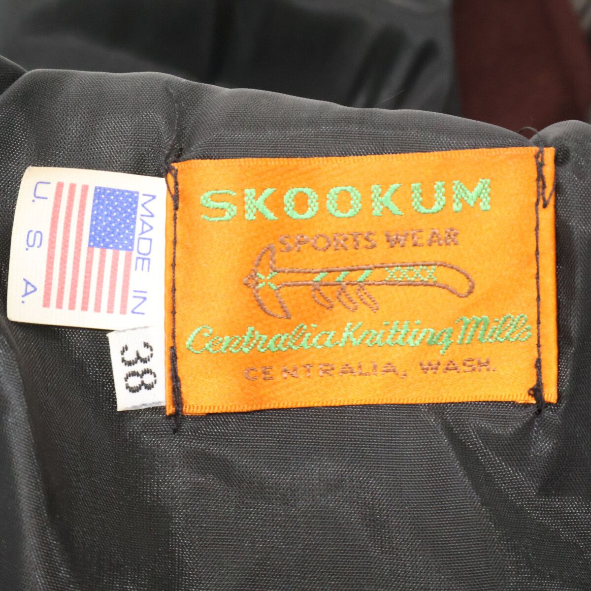 SKOOKUM スクーカム ﾊﾞｰｶﾞﾝﾃﾞｨ ｳｰﾙ×ﾚｻﾞｰ USA製 ｽﾀｼﾞｬﾝ 38 SKOOKUM 