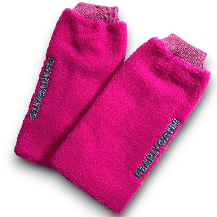 PEARLY GATES パーリーゲイツ ゴルフ 防寒 カラフルロゴ刺繍 ボアフリース ドローコード レッグウォーマー レッグカバー ゴルフウェア レディース 053-2283114 定価1.8万 ピンク FR 021 51203 w 02