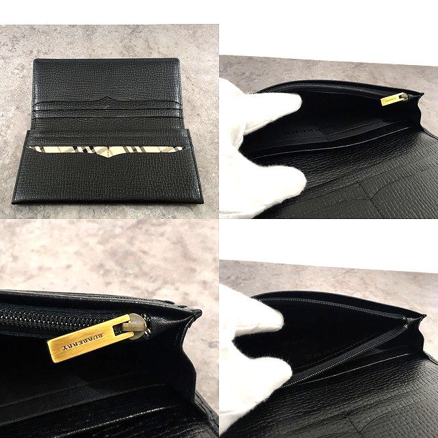 58 送料込み！ 未使用品 BURBERRY 長財布 ブラック 牛革 ノバチェック