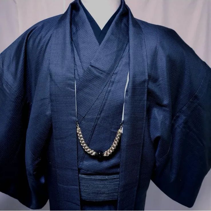 男物本場大島紬アンサンブル裄72㎝大きめサイズ亀甲文フルセット⑨