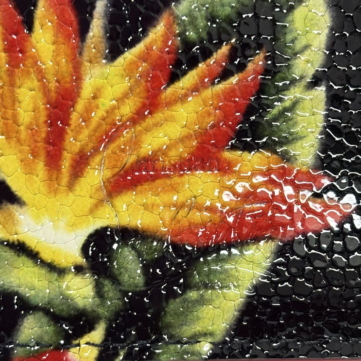  CHRISTIAN LOUBOUTIN クリスチャンルブタン カードケース - 黒×グリーン×マルチ 花柄 ハワイ スタッズ レザー カードケース 小物