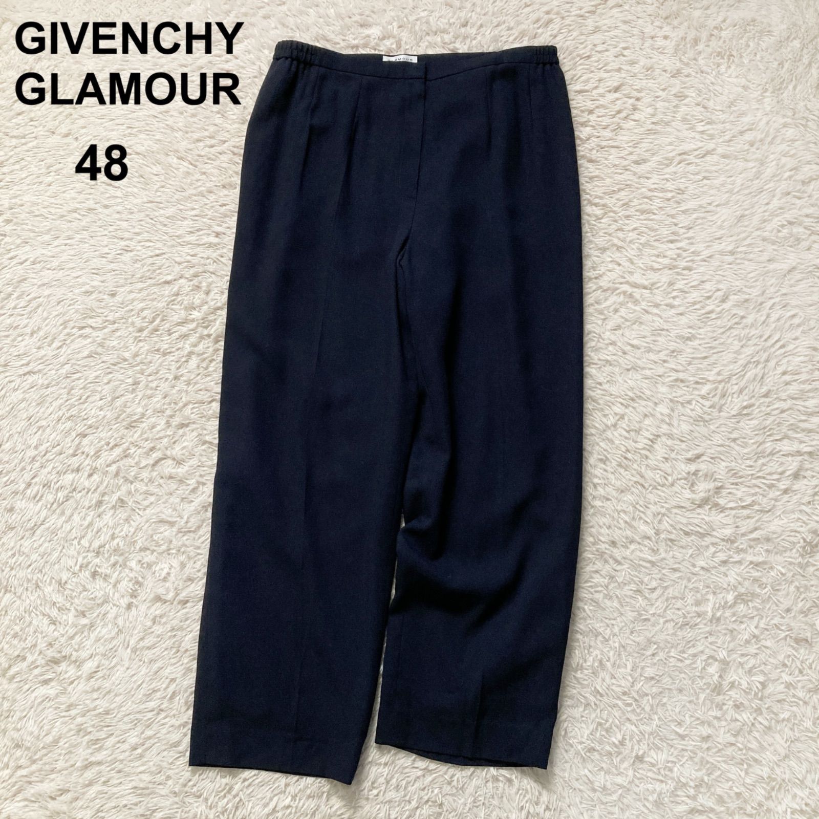 ジバンシィ GLAMOUR テーパードパンツ 紺 ネイビー 3 L 4 ウール混 礼服 オフィス カジュアル パーティー 入学式 卒業式 発表会 結婚式 体型カバー 大きめサイズ ウエストゴム 楽ちん 感