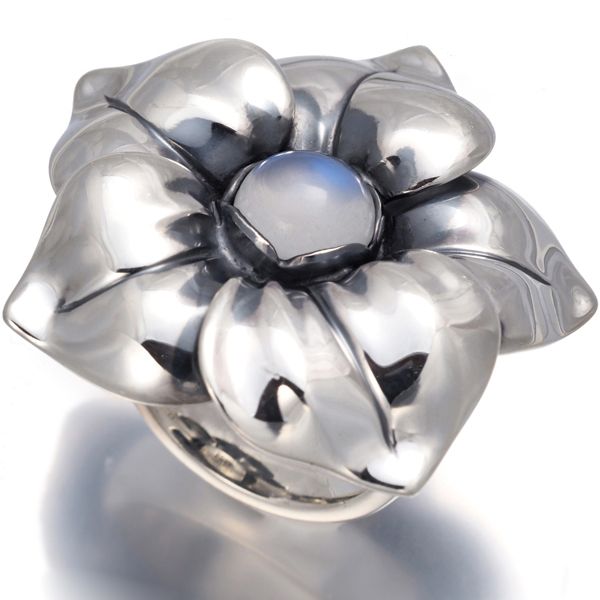 ジョージジェンセン リング ムーンストーン 562A フラワー 11号