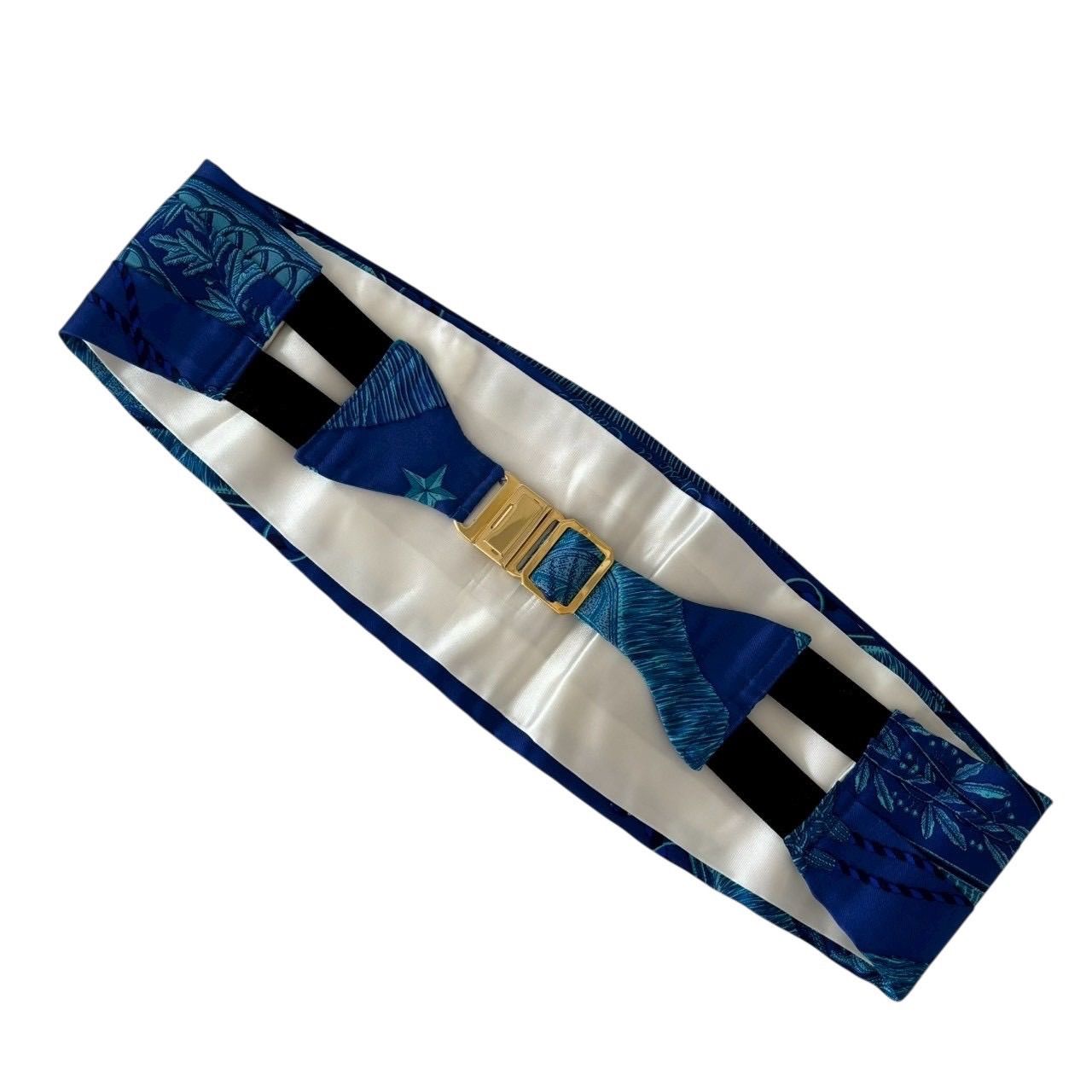  HERMES エルメス シルク カマーバンド ベルト ブルー サイズ40 その他 小物