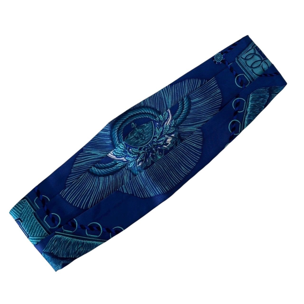 HERMES エルメス シルク カマーバンド ベルト ブルー サイズ40