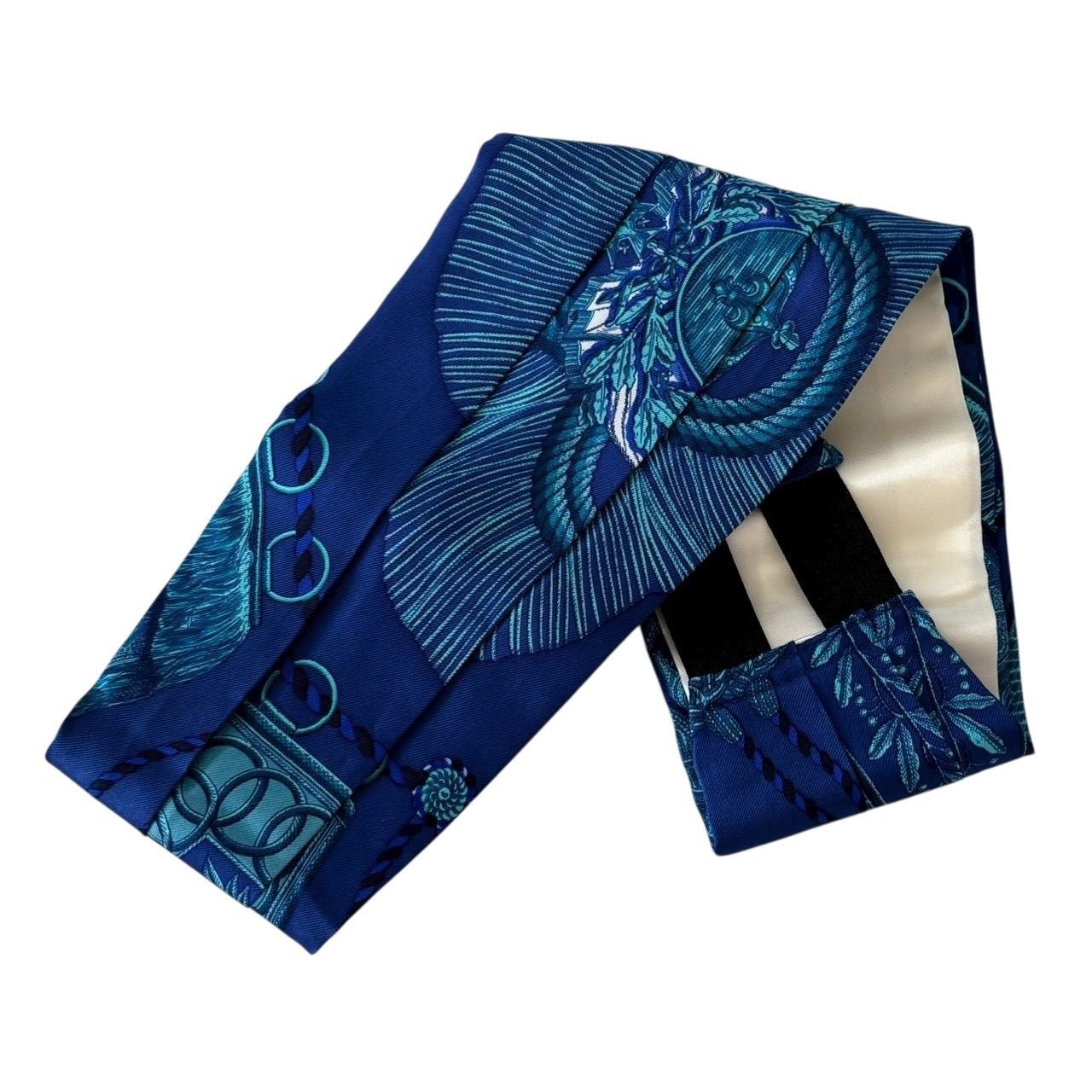 HERMES エルメス シルク カマーバンド ベルト ブルー サイズ40