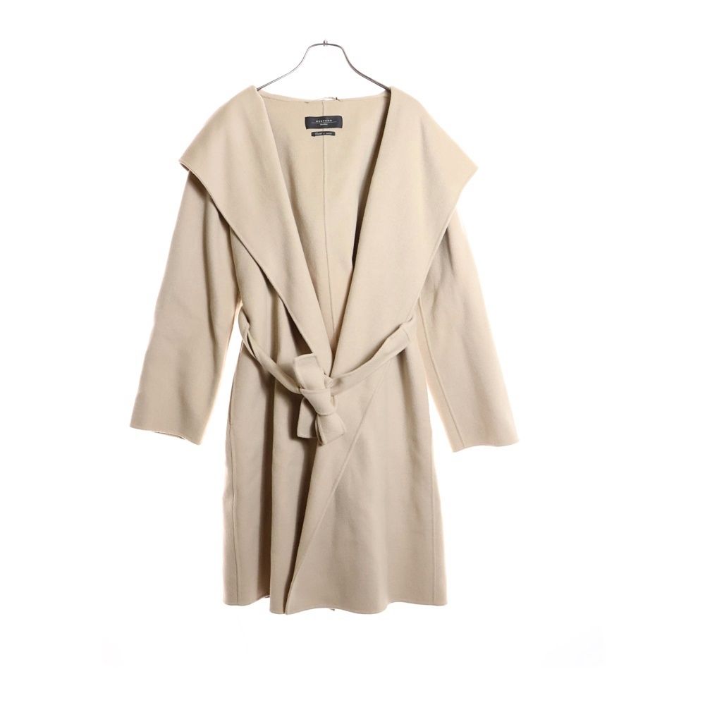 MaxMara マックスマーラ クチートアマーノ ウール フーデッド ガウン コート ベージュ レディース 05