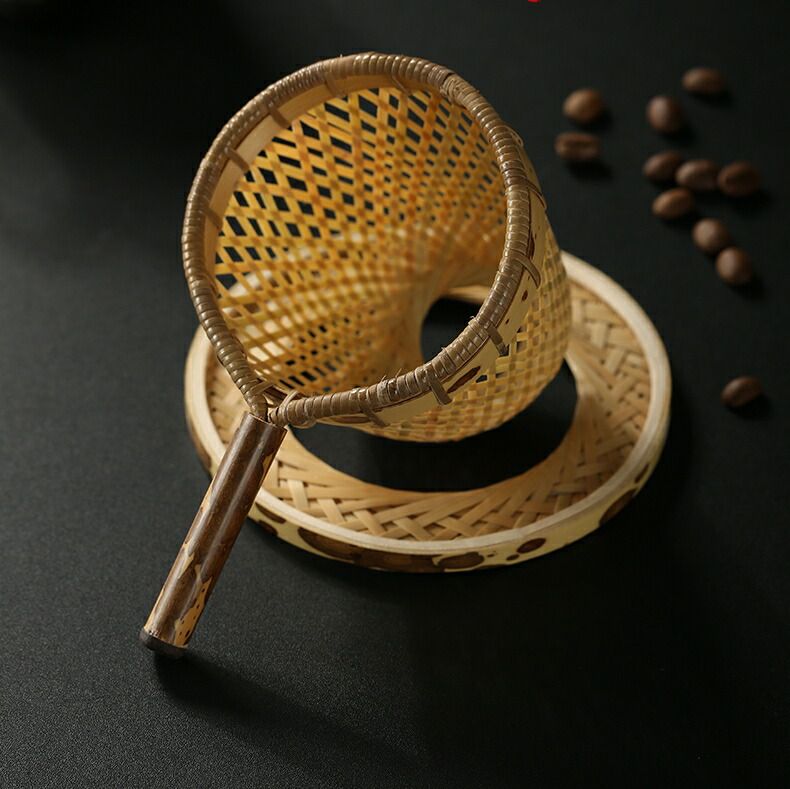 天然竹 茶こし 茶漉し ドリッパー フィルター ティーストレーナー コーヒードリッパー ハンドドリップ　自然素材 手作業 銘竹 梅妃竹 竹の茶こし 急須 マグカップ ティーポット など用 取っ手付き ちゃこし 茶道具 ギフト プレゼント