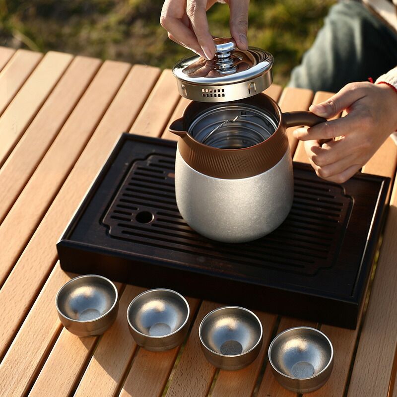 真空断熱 ステンレス 5点セット ティーポット 茶こし付き 割れない