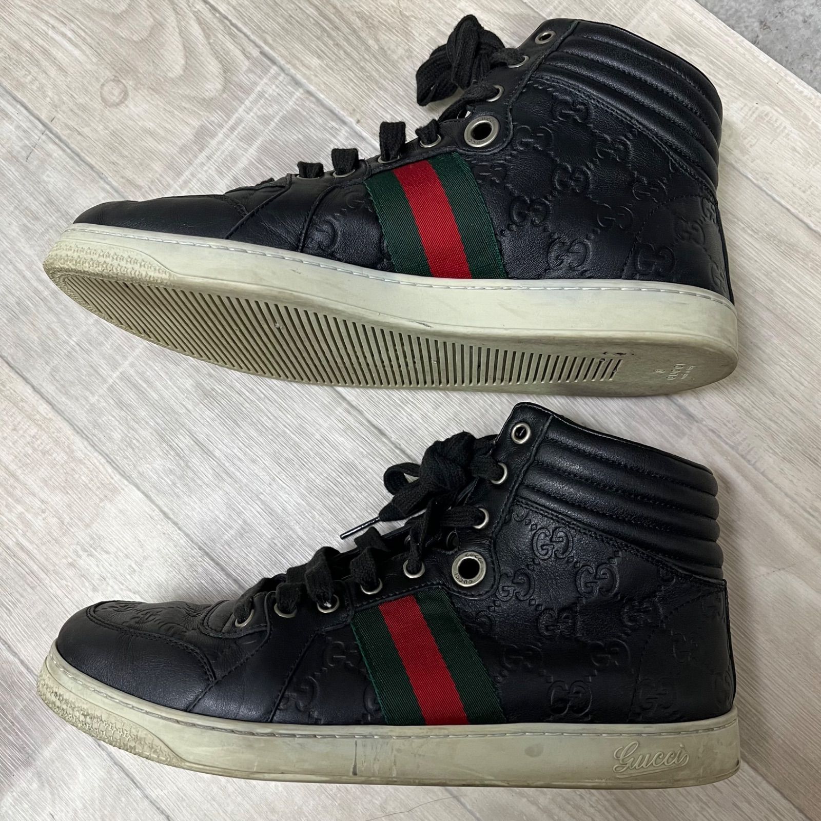 中古 GUCCI グッチ ハイカットスニーカー ブラック 7G 【872438dc