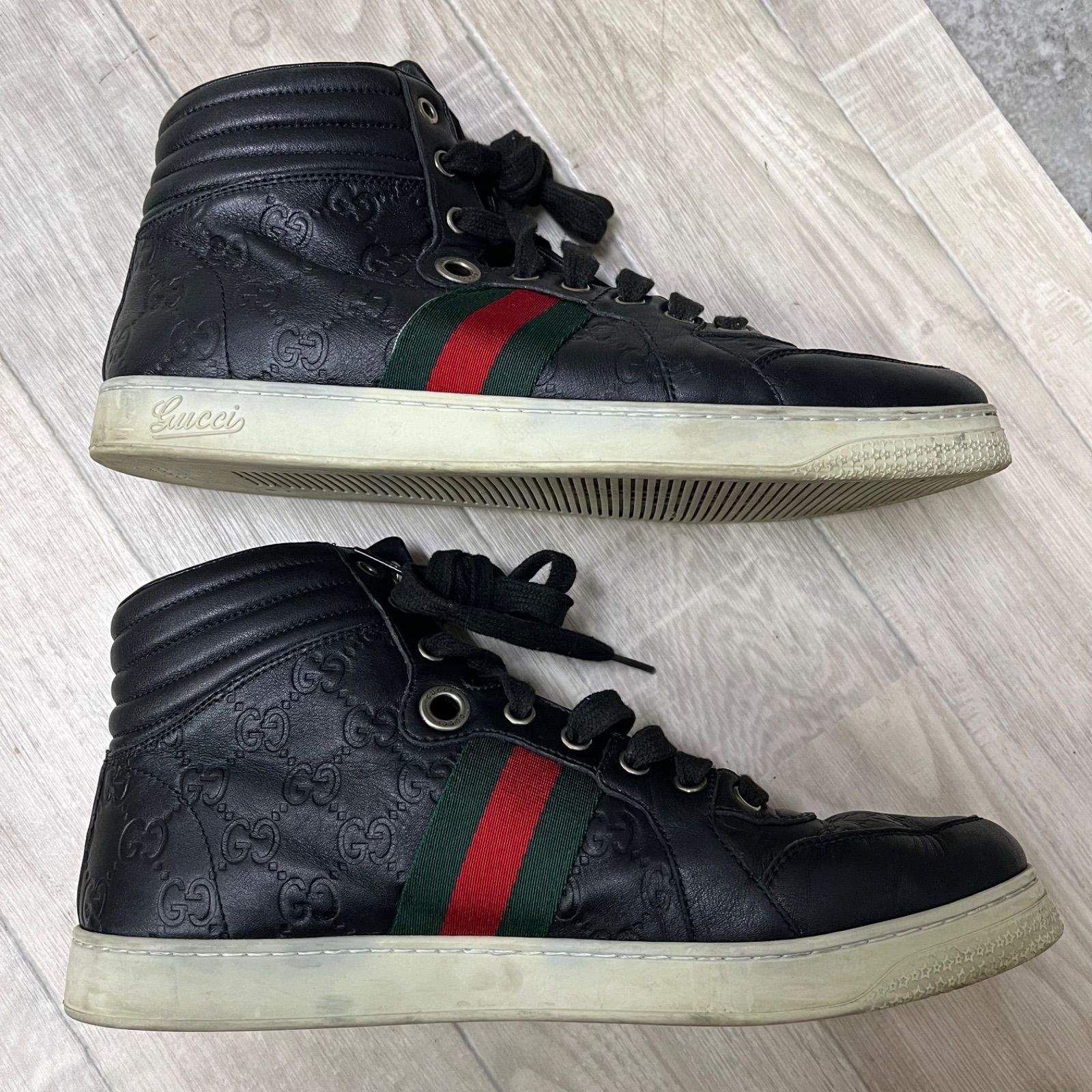 中古 GUCCI グッチ ハイカットスニーカー ブラック 7G 【872438dc 