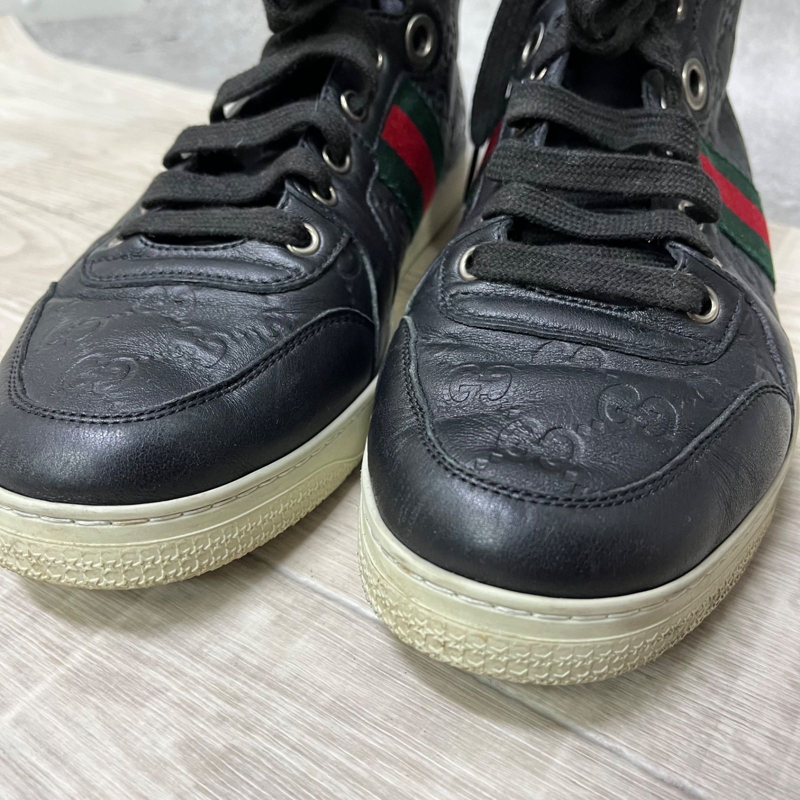 中古 GUCCI グッチ ハイカットスニーカー ブラック 7G 【872438dc