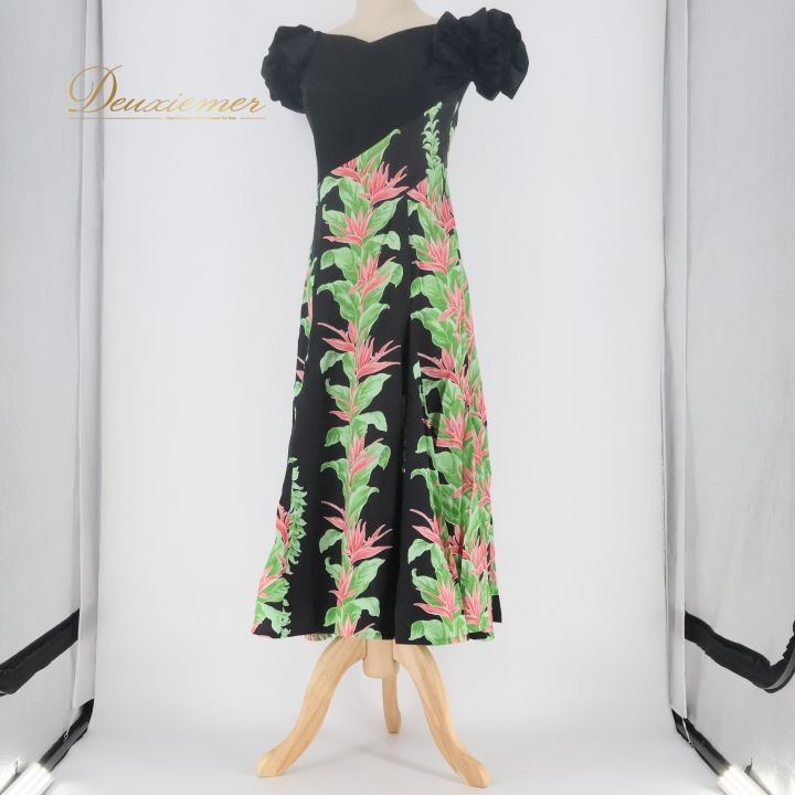 フラダンス 衣装 ワンピース ドレス ブラック系 マーメイドライン