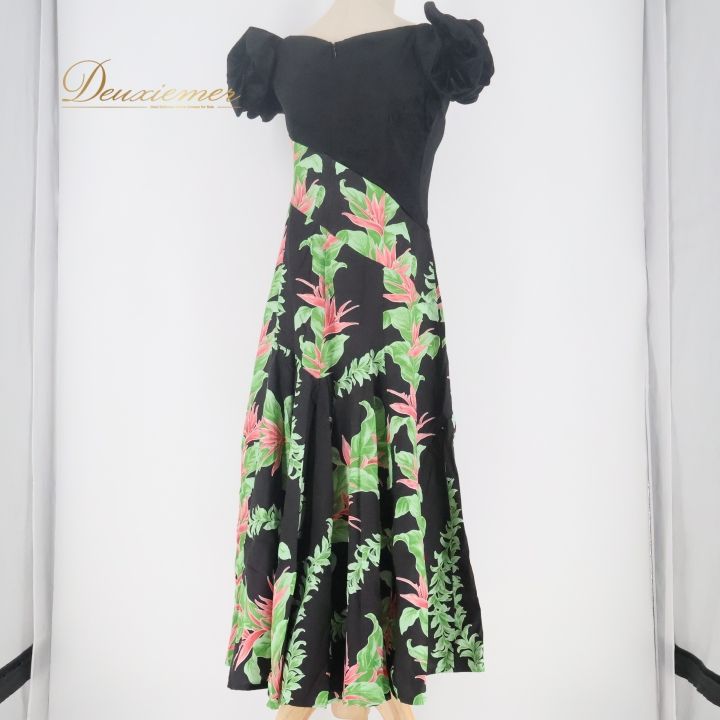 フラダンス 衣装 ワンピース ドレス ブラック系 マーメイドライン