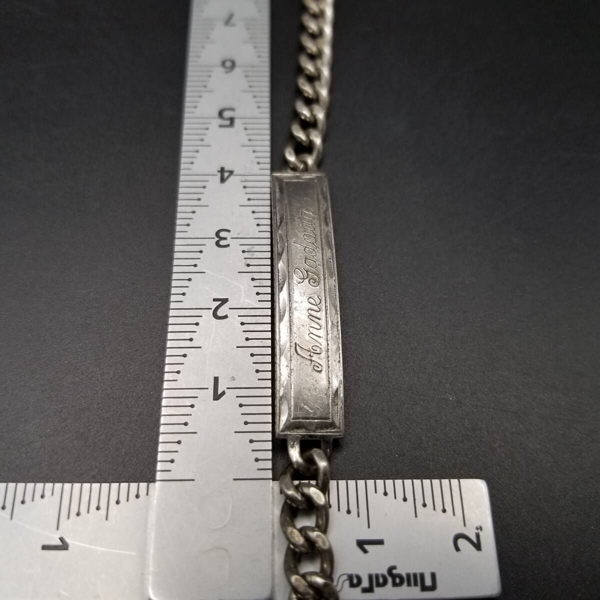 メキシコ 925 シルバー IDタグ 長方形プレート チェーンリンク ヴィンテー メキシコ 925 シルバー IDタグ 長方形プレート チェーンリンク ヴィンテー